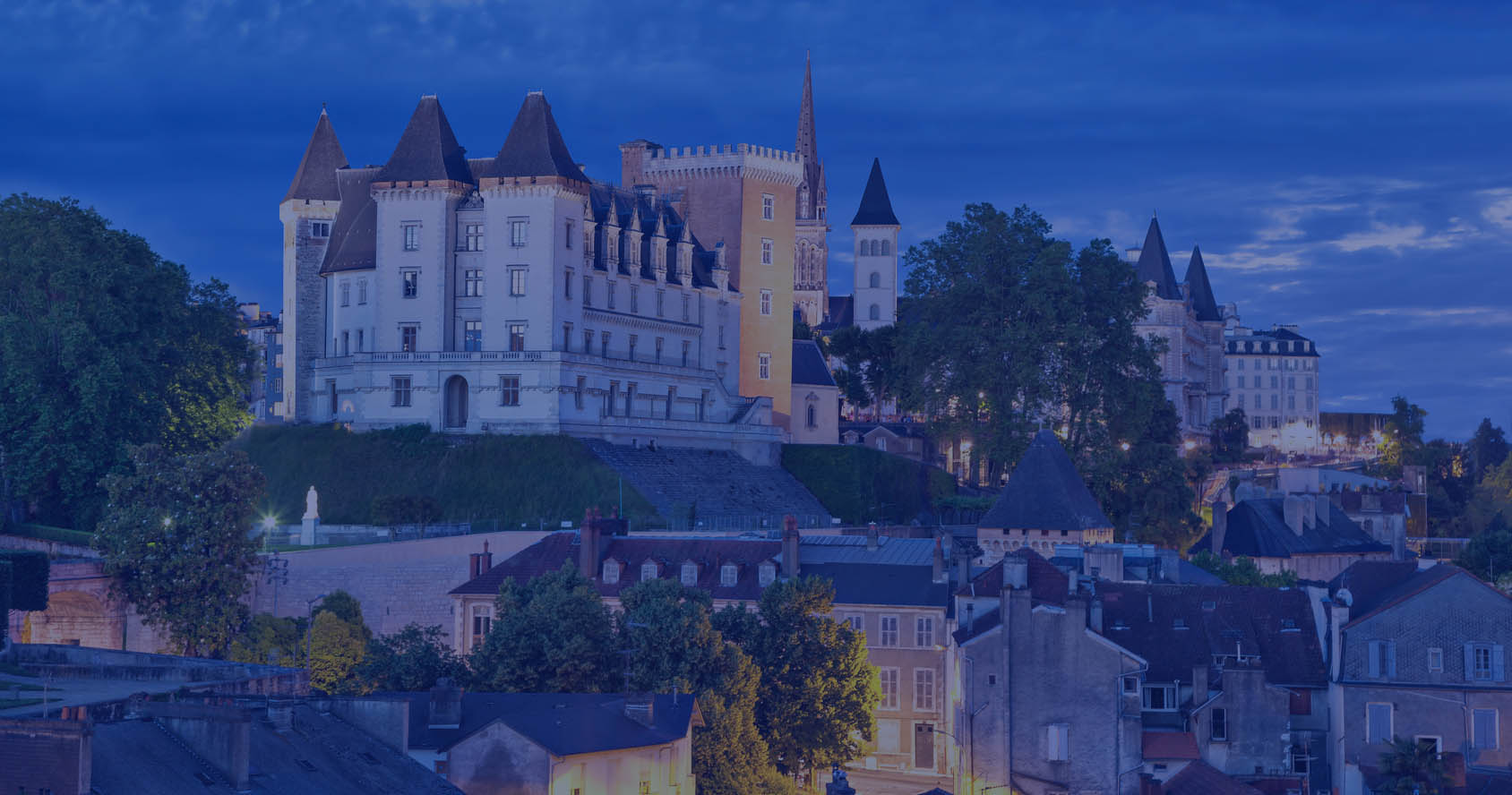 View on Pau castle in the evening